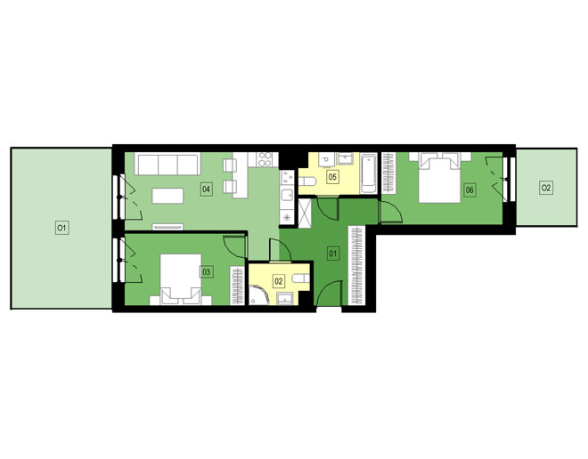 Panorama Kwiatkowskiego River - Mieszkanie A05