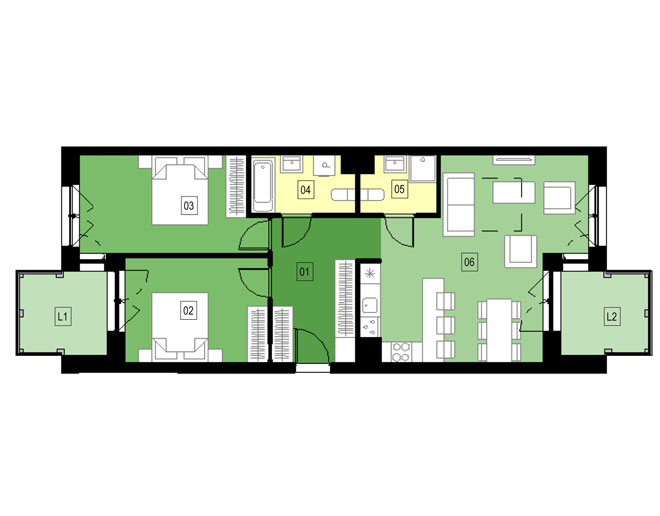 Panorama Kwiatkowskiego River - Mieszkanie A43